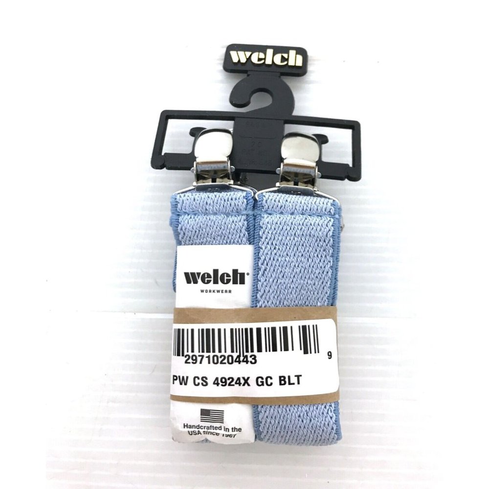 Kids Welch Elastic 1" X Back 24" Light Blue Work‎ Suspenders Made in USA